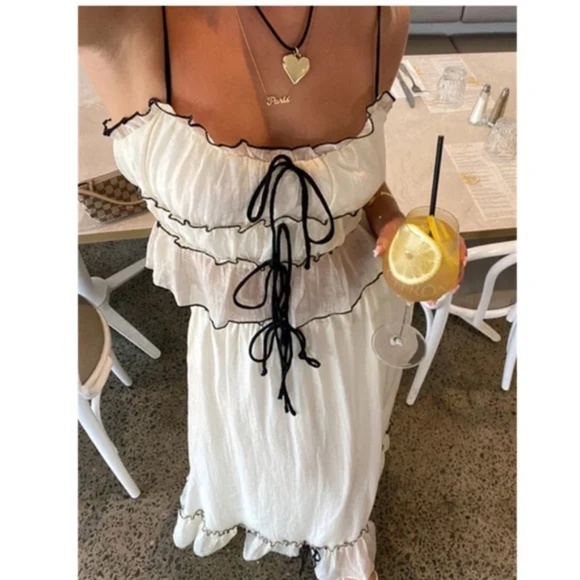 Boho Tie Lined Cami Top Maxi Skirt Set - Picture 2 of 6